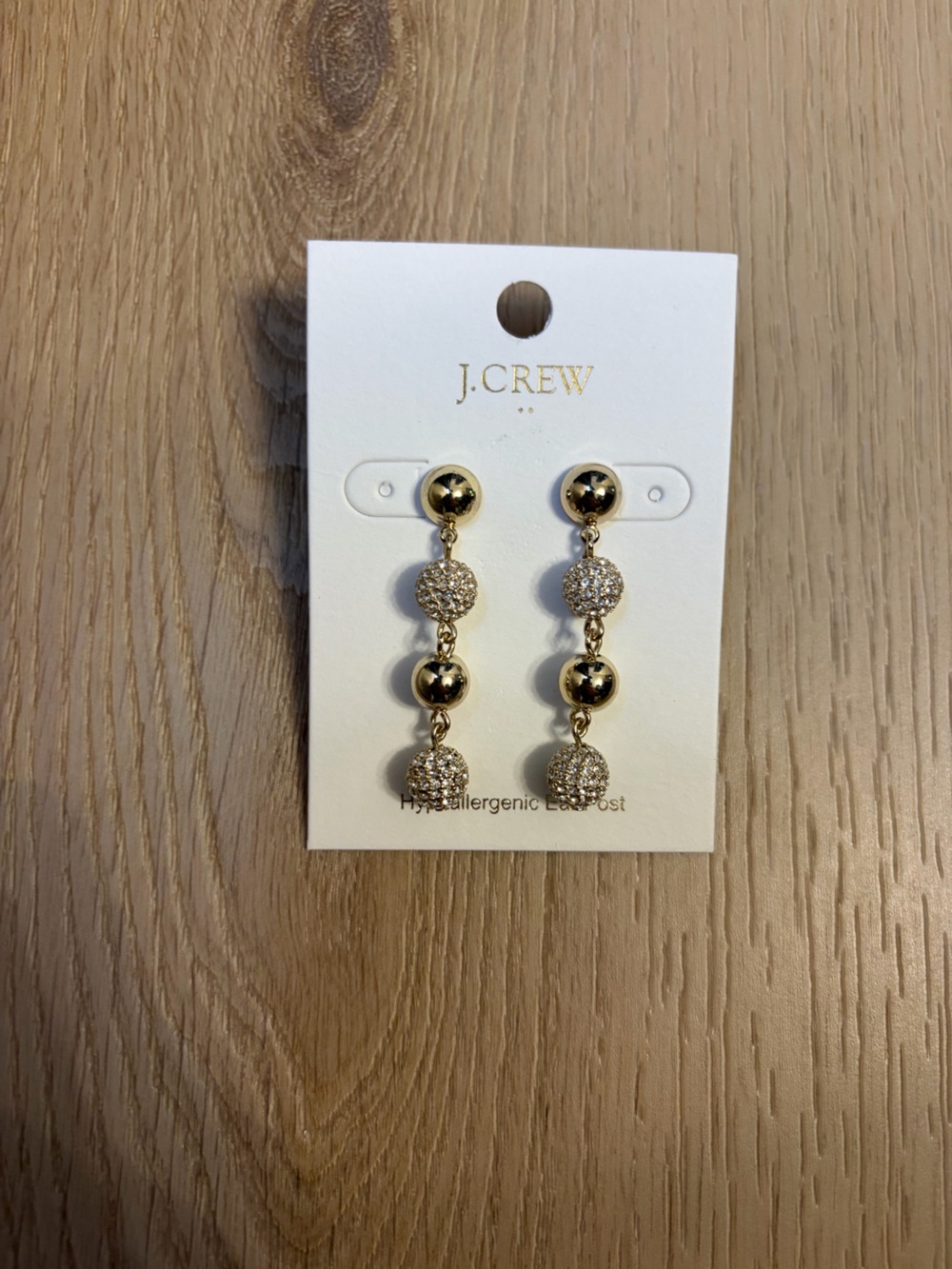 NWT J. Crew Gold Beaded Drop Earrings